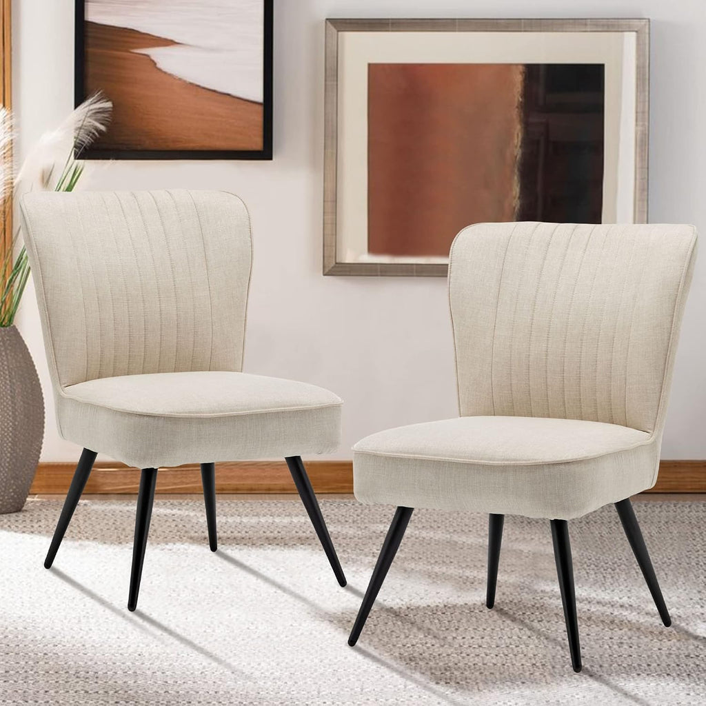 Accent Chair Set of 2 Upholstered Living Room Chairs Modern Bedroom Furniture Sets Armless Slipper Club Chair Guest