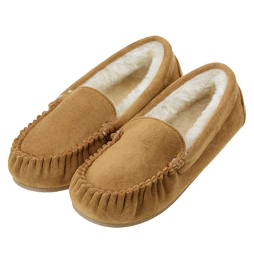 Womens Moccasin Slippers Cozy Memory Foam Slippers Indoor & Outdoor Fuzzy Slip On Warm House Shoes for Women Beige US
