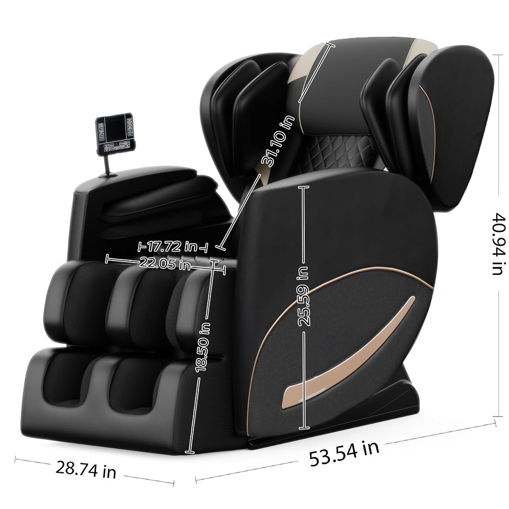 Zero Gravity Massage Chair Recliner with 10 Massage Rollers, Full Body Air Pressure Therapy, Heated Lumbar & Leg