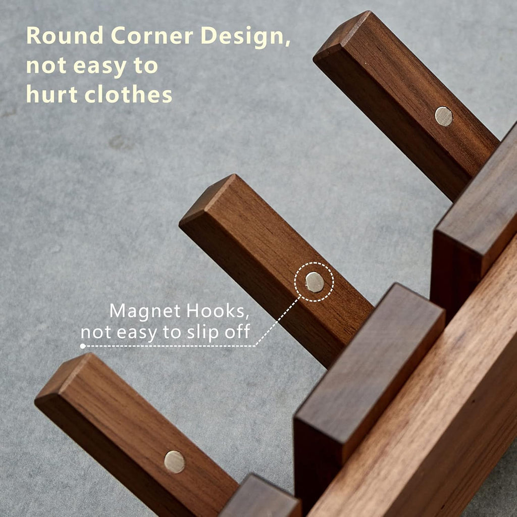 Wooden Coat Hooks Wall Mounted, Coat Rack Hanger Wall Mount with 4 Hooks, Heavy Duty Coat Hooks for Hanging