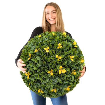 23" XL Faux Topiary Balls, Yellow Bougainvillea, 1 Pack