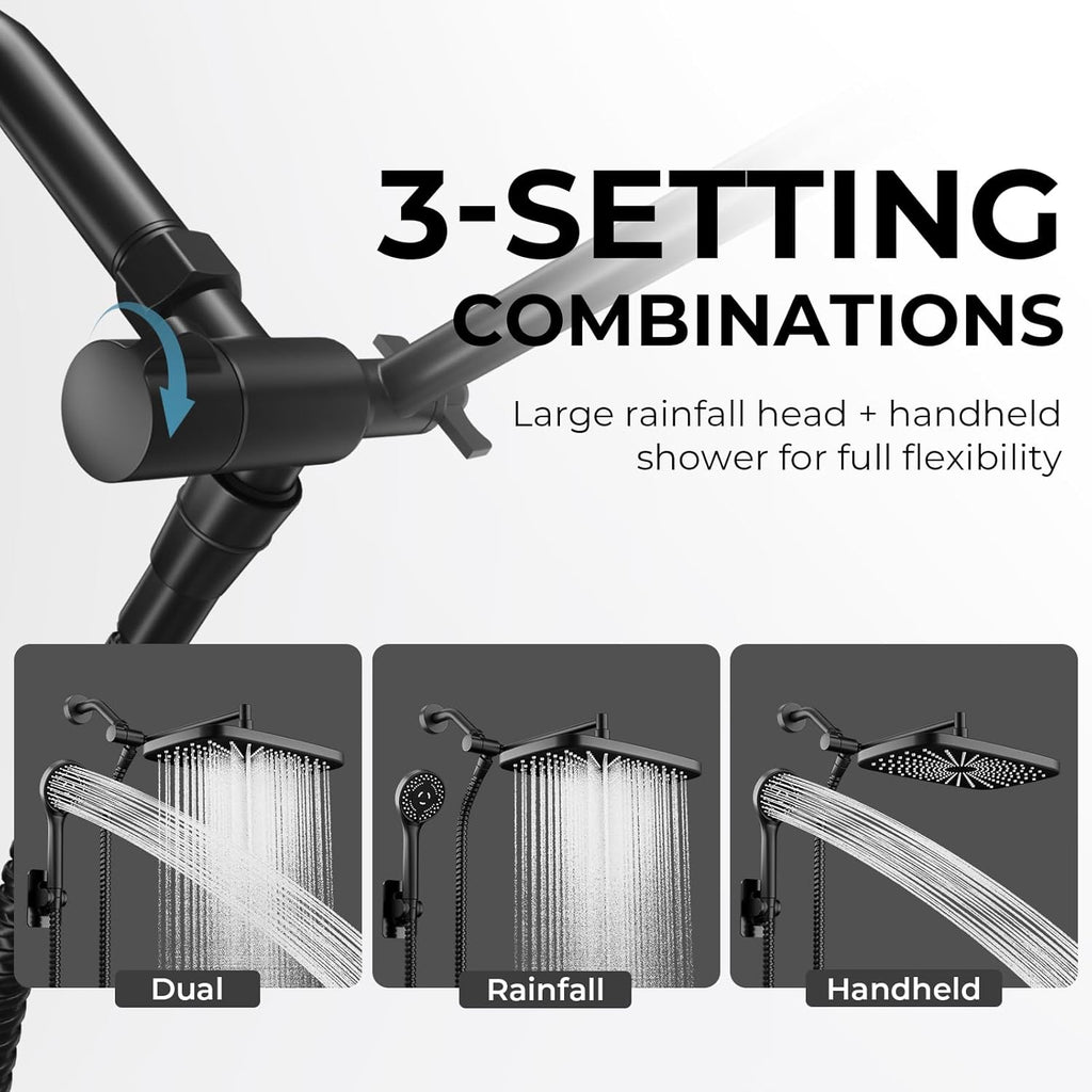 Wide Rain Shower Head With 5 Modes Handheld Showerheads