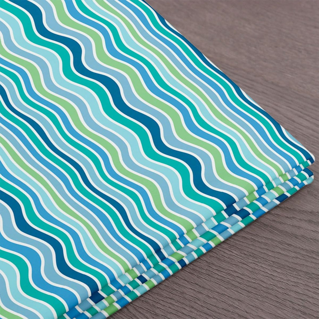 Ocean Waves Fabric By The Yard, Nautical Theme Upholstery Fabric, Geometric Abstract Sea Stripe Decorative Fabric