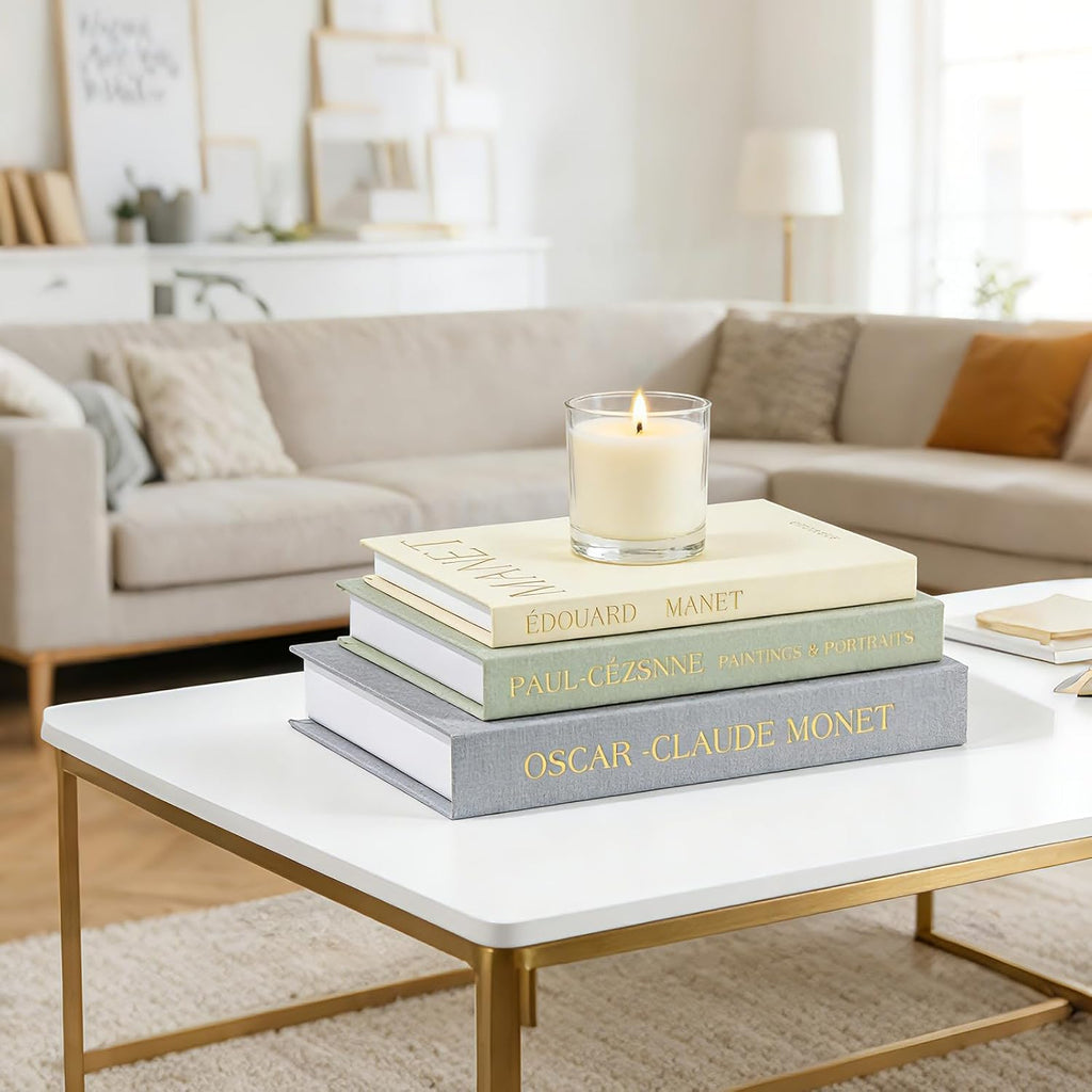 Set of 3 Decorative Books Decor, Linen Faux Books for Coffee Table, Bookshelf or Mantel, Aesthetic Fake Book Storage