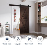 32in x 84in Brown Wood Barn Door with 5.5ft Barn Door Hardware Track Kit Included, Double Surfaces,S