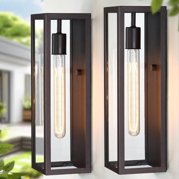 Large Outdoor Exterior Wall Lighting Fixtures 2Packs, 16'' Waterproof Brown Front Porch Light, Modern Outdoor Coach Wall Sconce for Patio Entryway Garage, Bulb Not Included