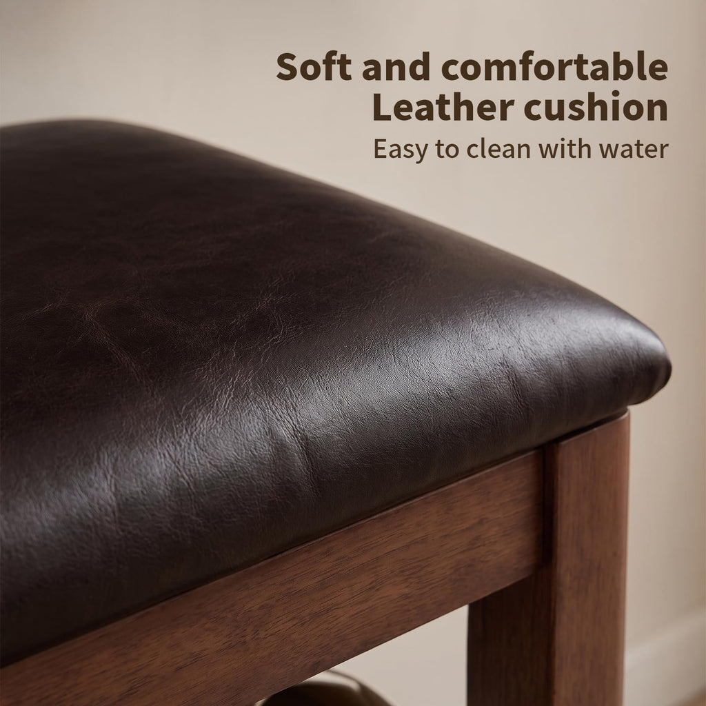 Solid Wood Shoe Rack Bench Bench with Leather Cushion