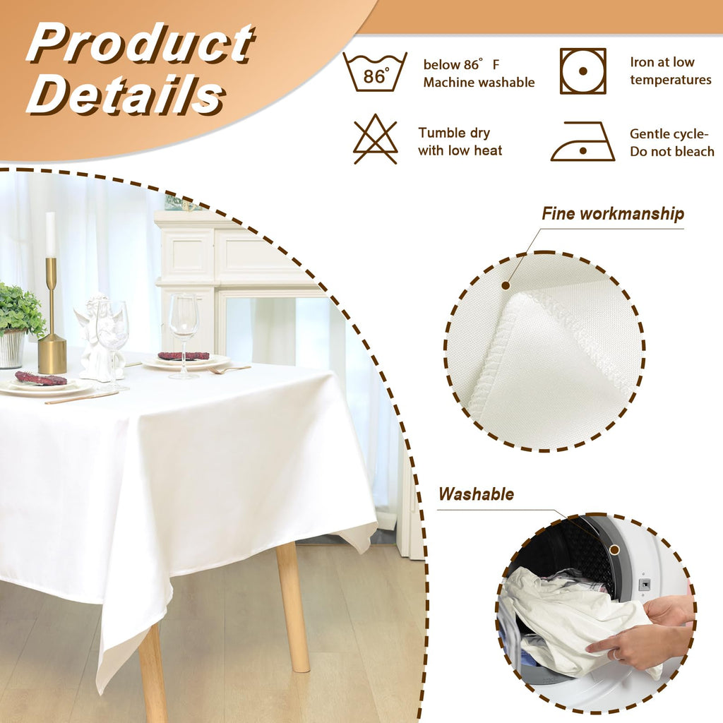 6 Pack 70 x 120 Inch Tablecloths Rectangle Ivory Table Cover