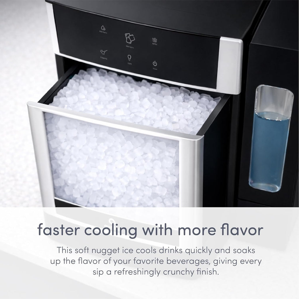 Nugget Ice Maker Chewable Ice 38 lbs Per Day, One Click Operation, Large Ice Storage, 1 Gallon Water Tank