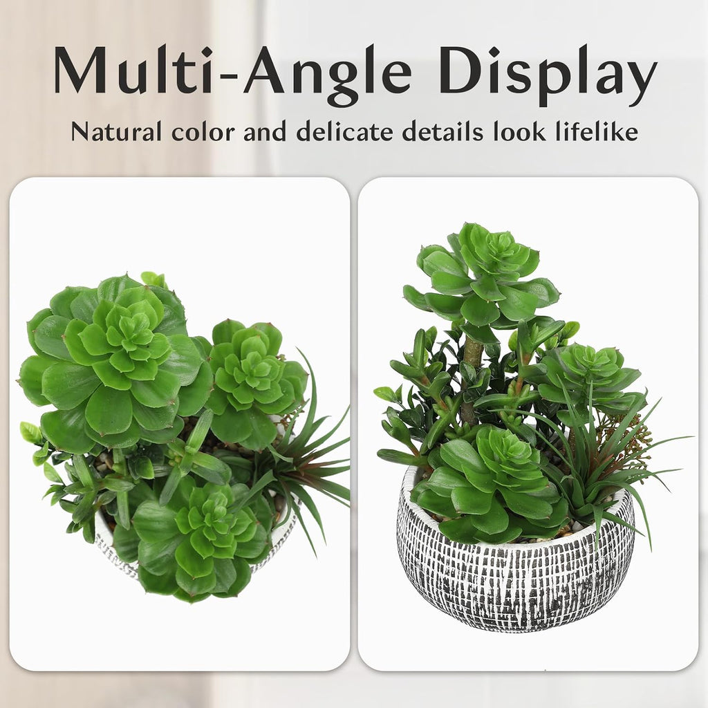 Large Artificial Succulents in Ceramic Pot Faux Succulent Arrangement 10" | Realistic Artificial Plants Indoor, Fake
