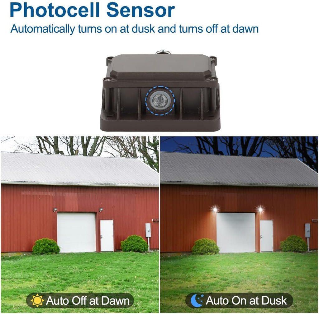 30W LED Flood Light Outdoor, Dusk-to-Dawn Photocell 180° Adjustable Knuckle, 3900LM 5000K Replaces 100W HPS/MH, IP65