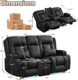 Power Loveseat Recliner Sofa with Massage & Heat Home Theater Seating with Console RV Recliner Loveseat Sofa