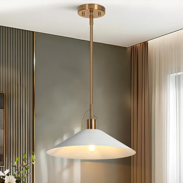 Pendant Lights Kitchen Island, 14'' Gold and White Pendant Light Fixtures, Modern Large Metal Kitchen Pendant