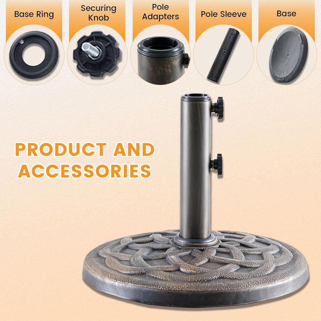 Patio Umbrella Base, Heavy-Duty Resin Outdoor Umbrella Stand, Weather-Resistant Powder Coated Umbrella Holder Pool