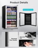 Beverage Refrigerator Cooler - 126 Can Mini Fridge Glass Door for Drinks Soda Be