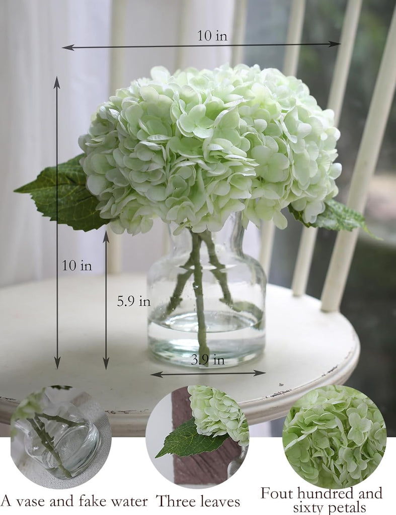 Real Touch Artificial Flowers Hydrangea in Vase Decoration,Artificial Hydrangeas Centerpieces for Tables, Lifelike