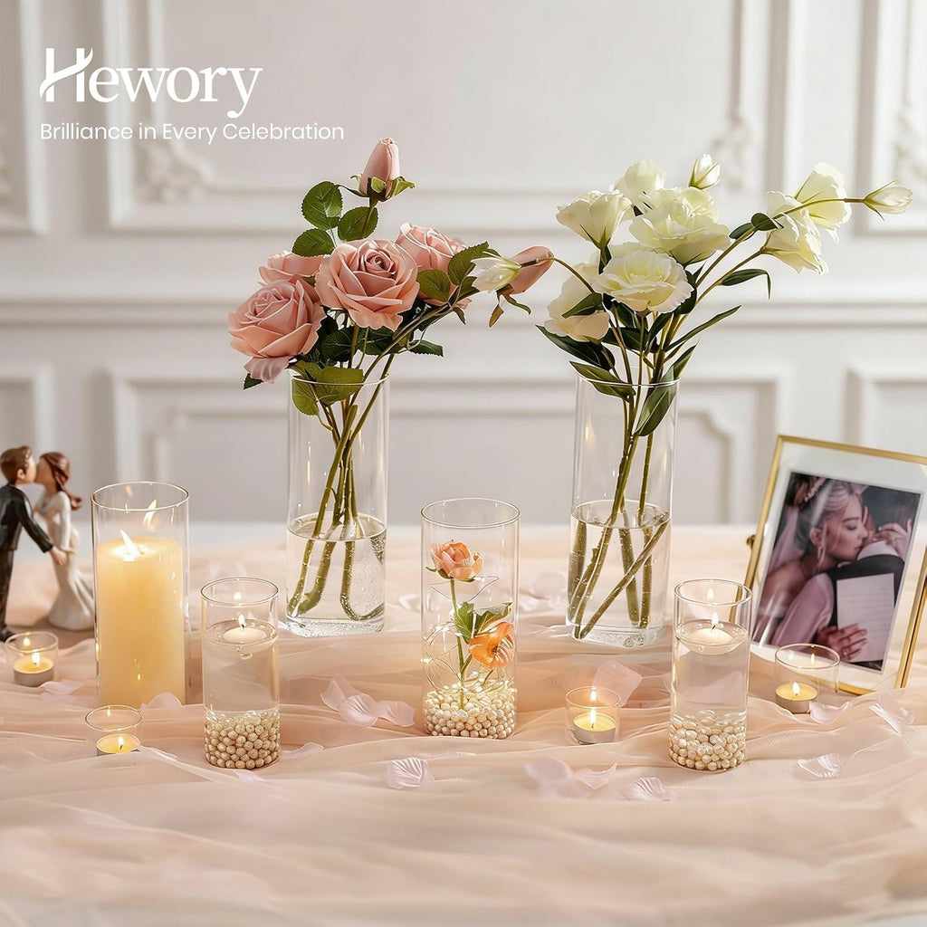 Hurricane Glass Candle Holders: 6 PCS Clear Hurricane Candle Holders for Pillar Candles Floating Candles, Glass