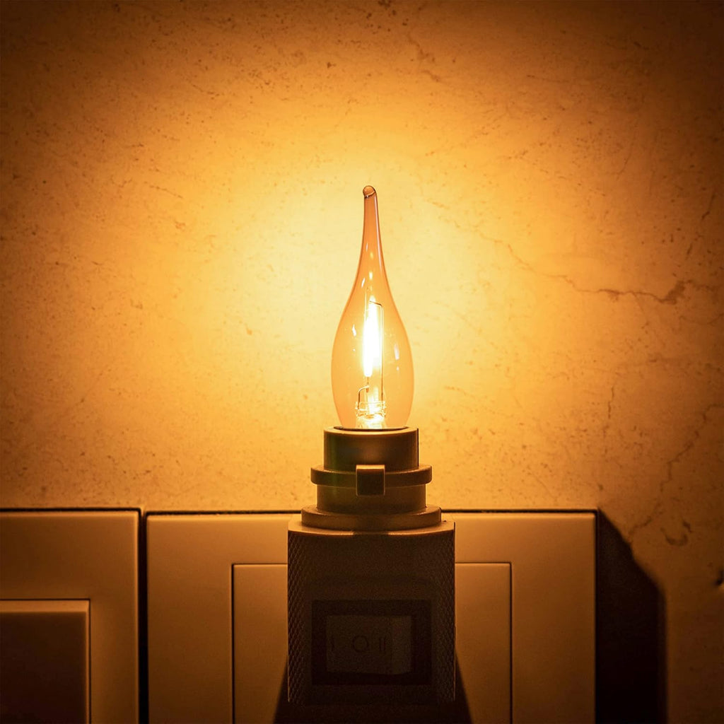 LED Vintage Candelabra Bulbs Night Lights E12 C22T Edison Candle Bulbs Filament Flame 7 Watt Equivalent LED