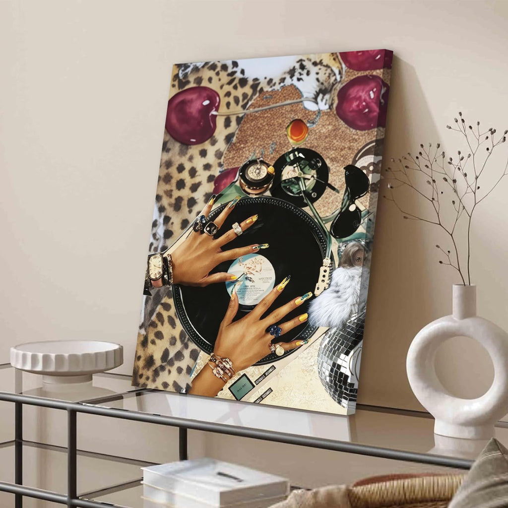 Fashion Cheetah Wall Art Set of 3 Leopard Wall Decor Pictures Lucky 8 Ball Poster Canvas Painting Prints Dark Red