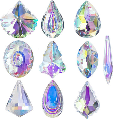 10 Pcs Colorful Crystal Prism Pendants Chandelier Lamp Suncatcher Decor - Colorful Crystal Glass Prisms Suncatcher