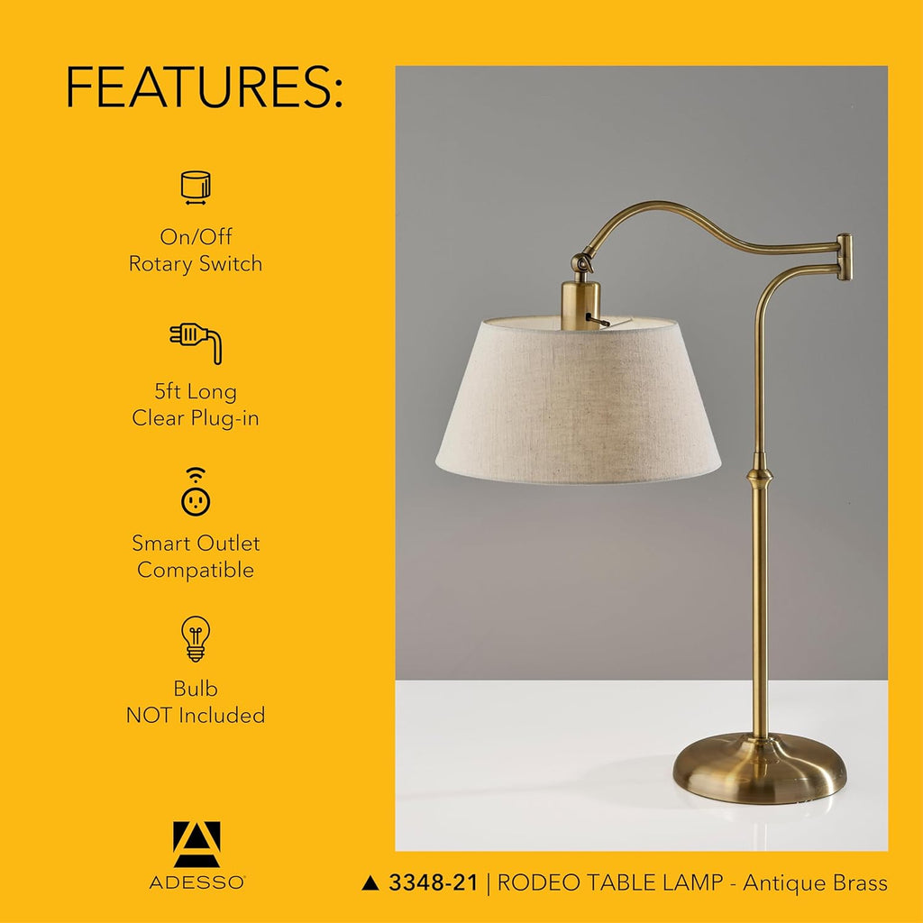 Antique Brass Table Lamp with Cream Fabric Shade