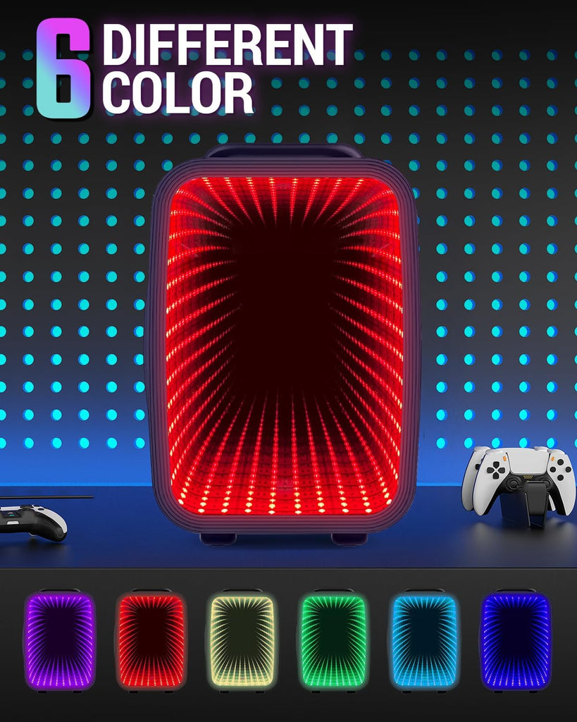 Mini Fridge, 4 Liter/6 Cans Small Refrigerator With Dimmable LED Light,AC/DC Portable Mini Cooler and Warmer, Gaming