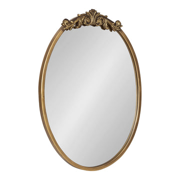 Arendahl Ornate Glam Oval Wall Mirror, 18 x 24, Antique Gold, Beautiful Bohemian Mirror for Wall