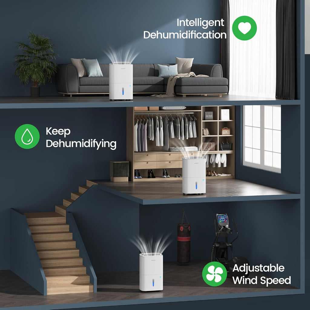 Max 80 Pint/D(Standard 62Pint/D) Energy Star Home Dehumidifier for Spaces up to 5,000 Sq. Ft, Ideal for Basement