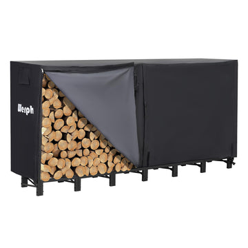 8FT Firewood Rack Outdoor with Cover, 1200-Pound Steel Log Rack