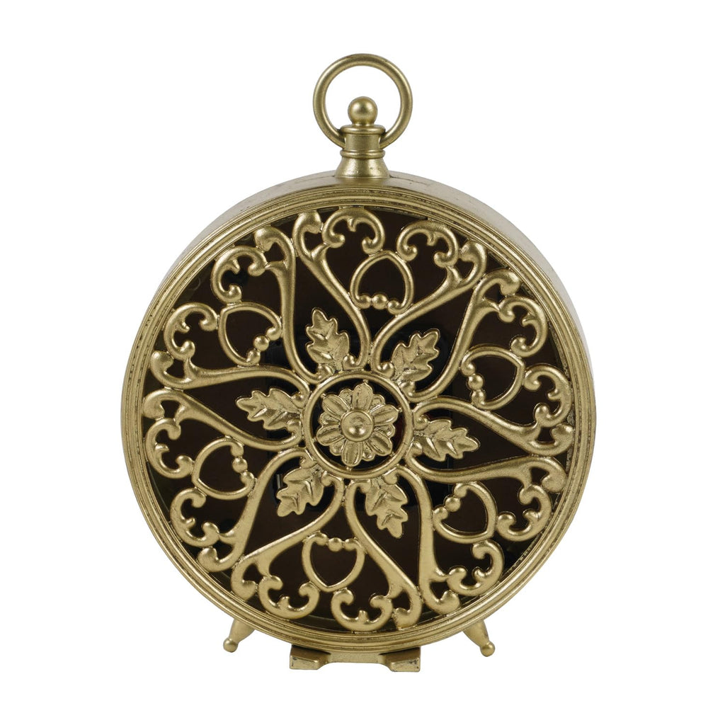 Gold Table Clock, Silent Non-Ticking Shelf Desk Top Clock Battery Operated Classic Design, Decorative Home Decor