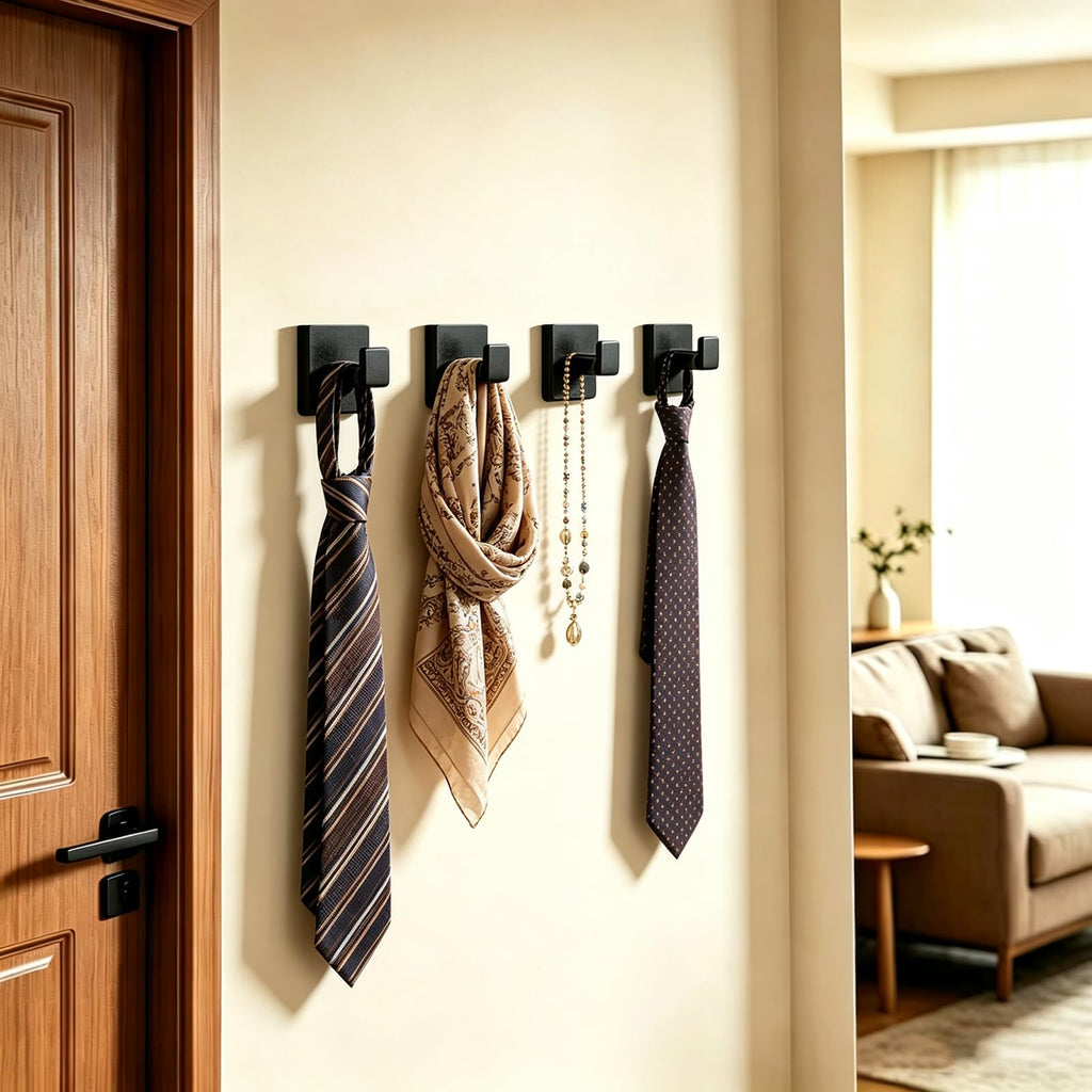 6 Piece Towel Hook - Bathroom Robe Hook - Matte Black
