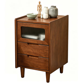 Walnut Solid Wood Nightstand, 15.75" D×15.75" W×23.81" H