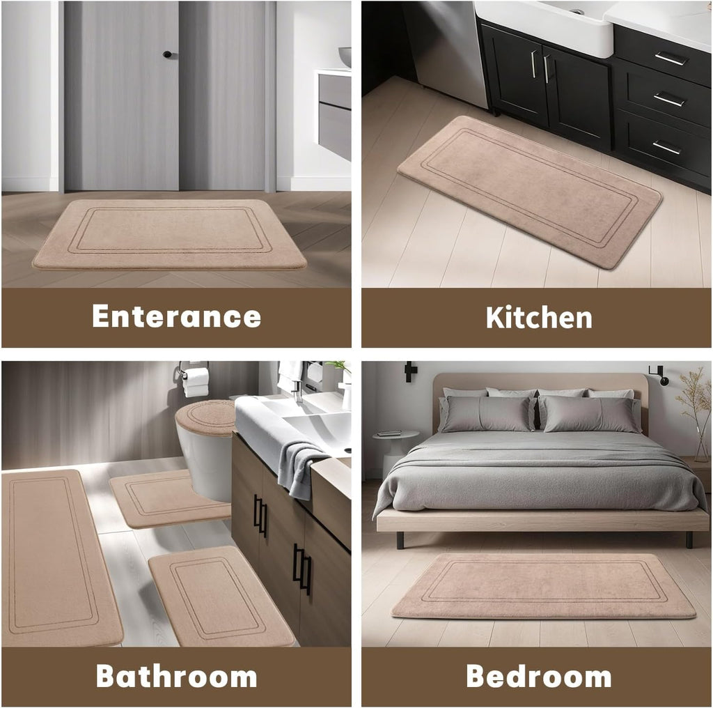 Memory Foam Bath Mat Set, Bathroom Rugs Sets 3 Pieces, Non Slip Bath Mats , Super Soft and Water Absorbent Bath Rug