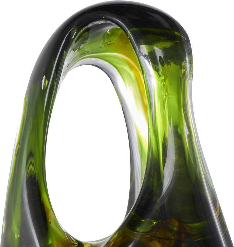 79 Glass Abstract Decorative Sculpture Ombre Cutout Home Decor Statue with Amber Accents, Accent Figurine 6" x 5" x