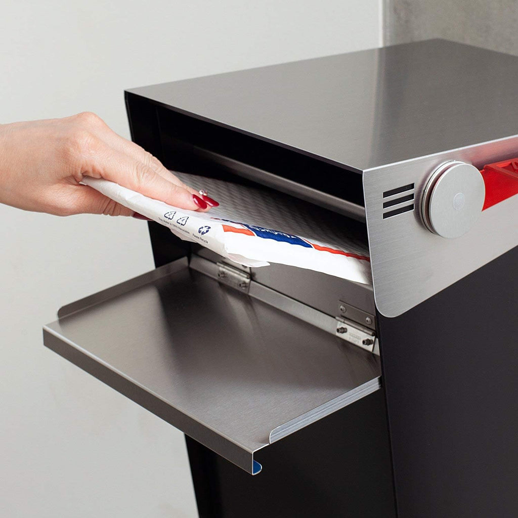 Signal - Stainless Steel Post Mount Modern Design Mailbox with Lock and Key Extra Large Letterbox Rust Proof for Modern
