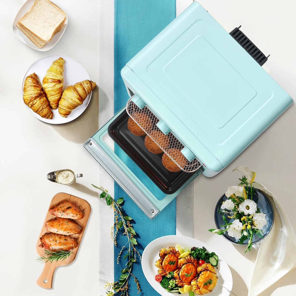 Air Fryer Toaster Oven Combo, Retro Convection Oven Countertop,16QT Small Toaster Oven, 4-slices or 9" Pizza,Bake
