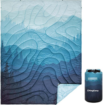 Ultralight Camping Blanket, Wearable Packable Blanket Cyan 79"x57"