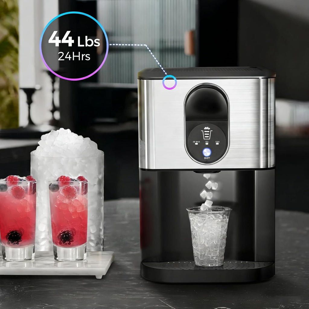 Countertop Nugget Ice Maker, 44lbs/24H Soft Chewable Pebble Ice Machine with Self-Cleaning and One-Click Operation