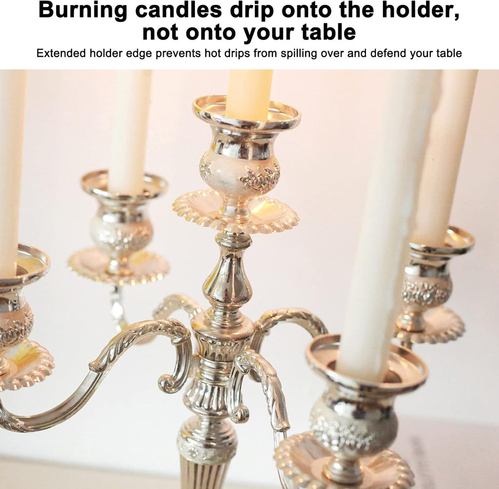 Gold Candle Holders,Metal Candelabra,5 Arms Wedding Event Candle Stand,Holiday Decorative Accessories Vintage Modern