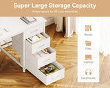 48 Inches Computer Desk with 8 Fabric Drawers, Modern Office Desk with Large Storage, Study, White