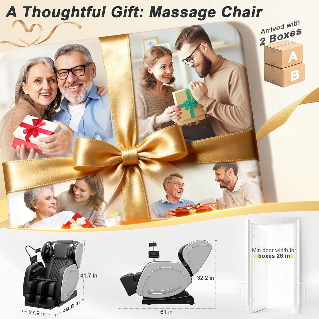 SL Track Massage Chair Full Body, Recliner and Relax Back & Waist | 12 Fixed Rollers, 8 Airbag, 15 Programs, Hip