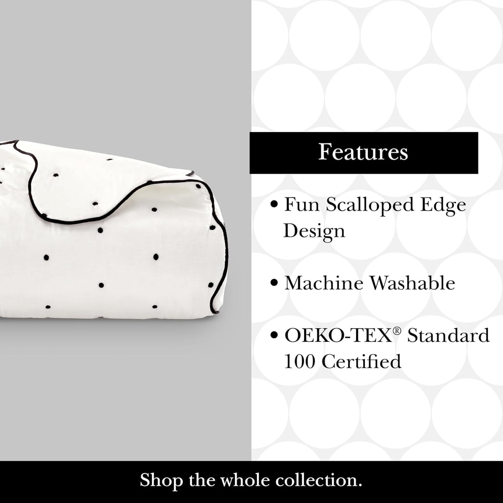 Kate spade new york Scalloped Edge Euro Sham, 26" x 26" Decorative Pillow Cover, Single 100% Cotton Cover, Machine