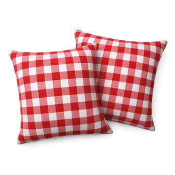 Throw Pillow Covers 2 Pack, 18x18 Inches, 100% Cotton, Classic Gingham Check Design, Decorative Cushion Cases, Rustic