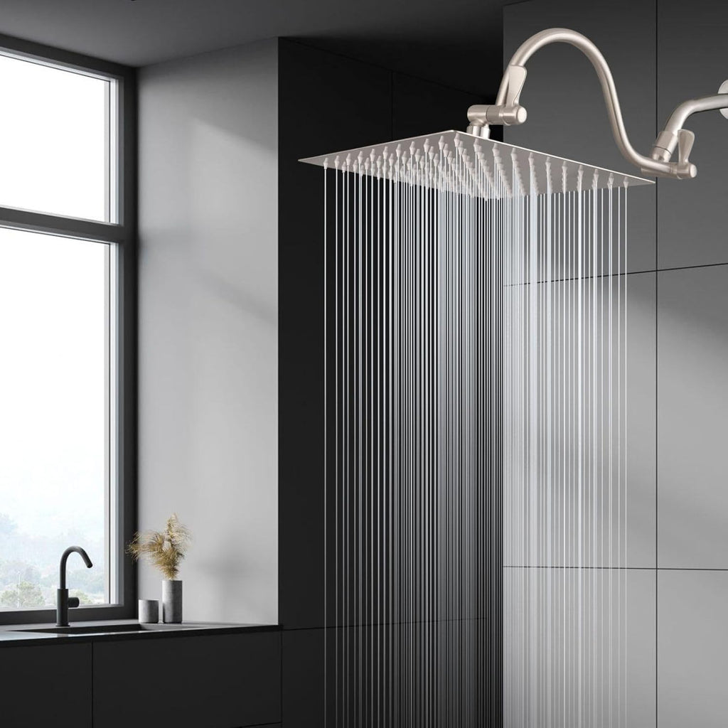 10" Square Rain Shower Head with 14" Extension Arm, Adjustable Angle and Height