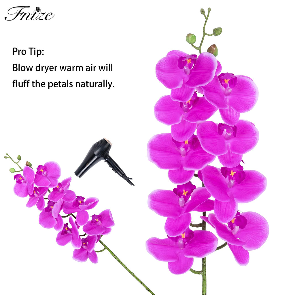 Artificial Orchid Stems Real Touch Latex Purple 38 Inch 2pcs