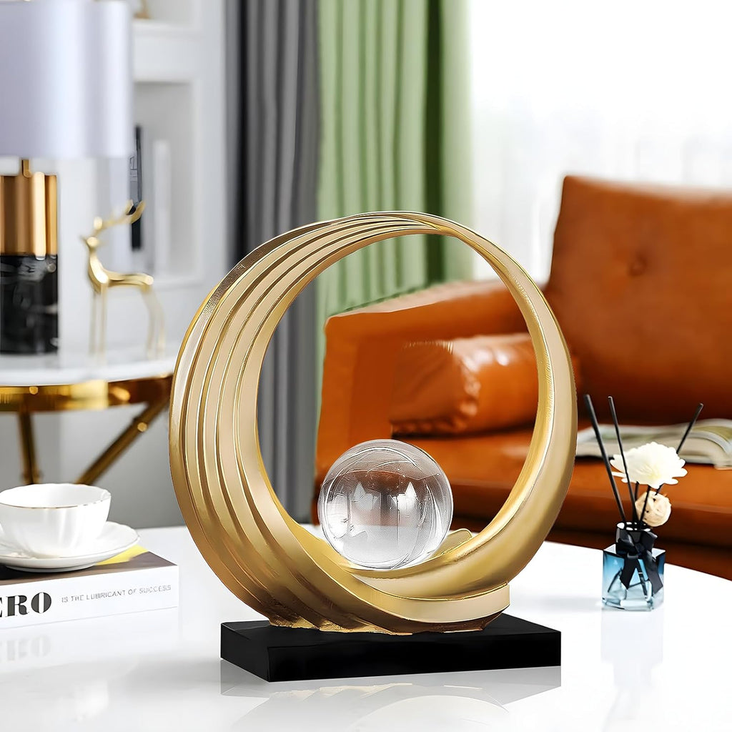 Modern Abstract Stripe Golden Shelf Decor Statues | Coffee Table Home Decor Sculpture,Desk Decoration (Golden)