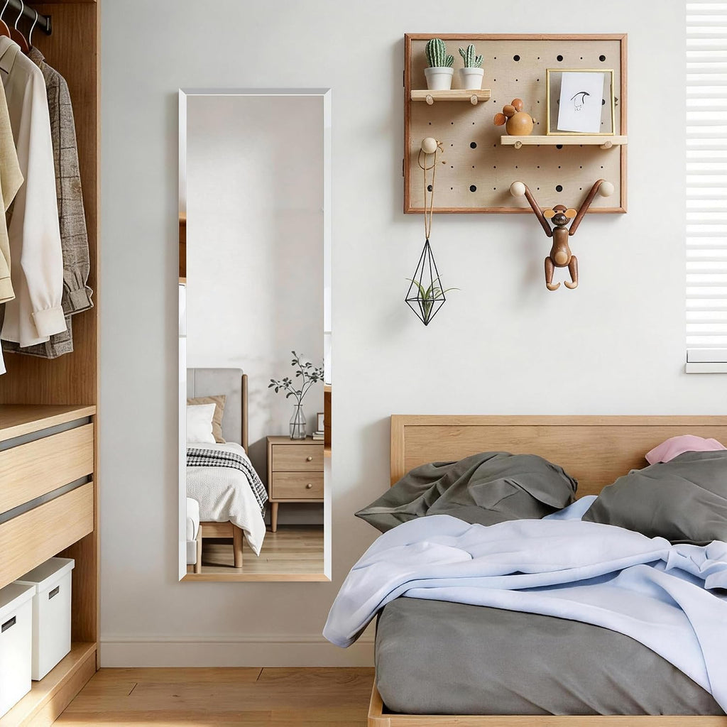 Frameless Mirror Full Length 51"x16", Wall Mount Mirror Full Length Beveled Edge Rectangle Mirrors Large