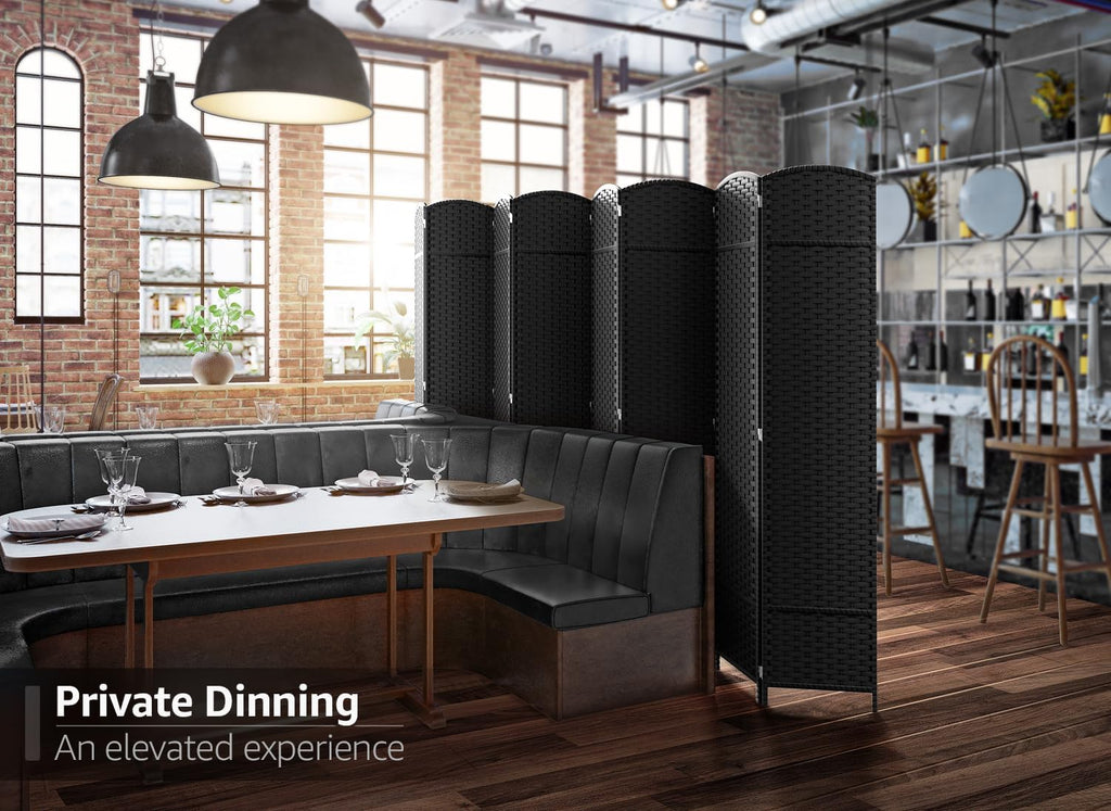 Foldable Room Divider, Mesh Privacy Screen (8 Panel, Black)