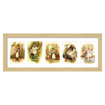 8x24 Solid Wood Collage Frame For 5 4x6 Photos