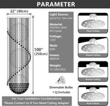 D32'' x H100'' Crystal Chandelier for Entryway High Ceiling Chandeliers Glam Chandelier Modern Large Raindrop Chandeliers LED Dimmable Light Fixtures for Staircaes Foyer Living Room A100-B0DPMF96CJ